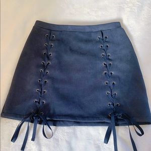Honey Belle - Navy Suede Skirt with Ties